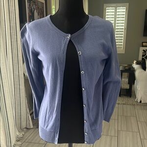 New York & Company Blue Cardigan Sweater Classic Design